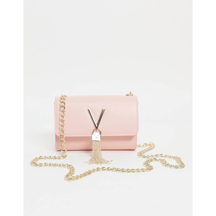 Valentino by Mario Valentino Foldover Tassel Cross Body Bag in Pink