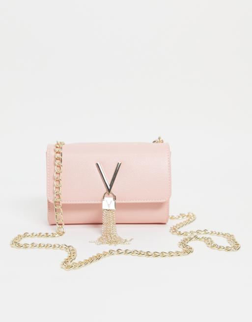 Valentino Bags Divina foldover tassel detail cross body bag in pink