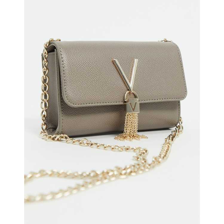 Valentino Bags Divina Foldover Tassel Detail Cross Body Bag in taupe-Neutral