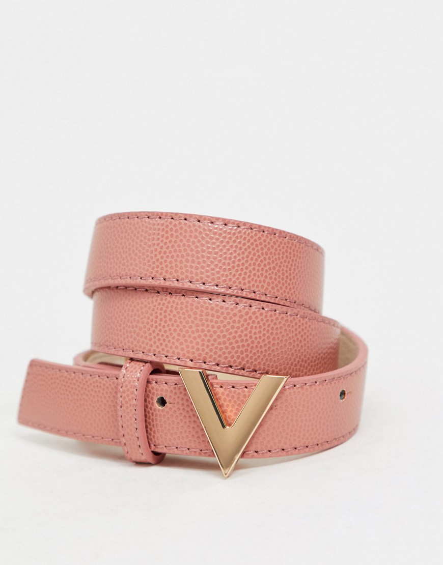 Valentino Bags – Divina – Rosa skärp med silverfärgat V-spänne-Pink