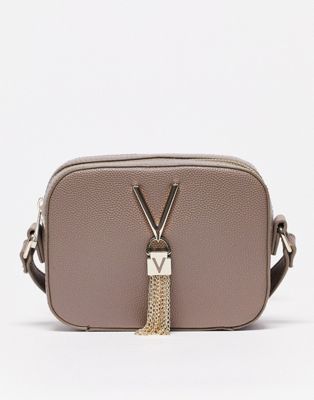 Valentino Bags Divina tassel detail camera cross body bag in taupe