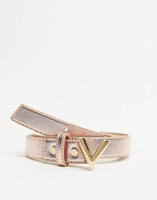 Designer Brands Valentino Bags Divina V detail belt in rose gold 