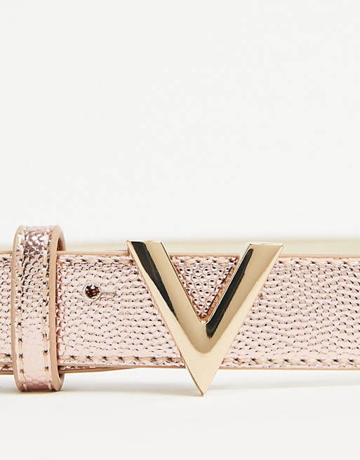 Designer Brands Valentino Bags Divina V detail belt in rose gold 