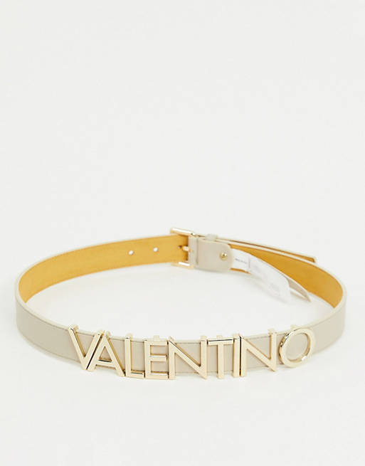 Valentino Bags Emma Winter logo belt in beige | ASOS