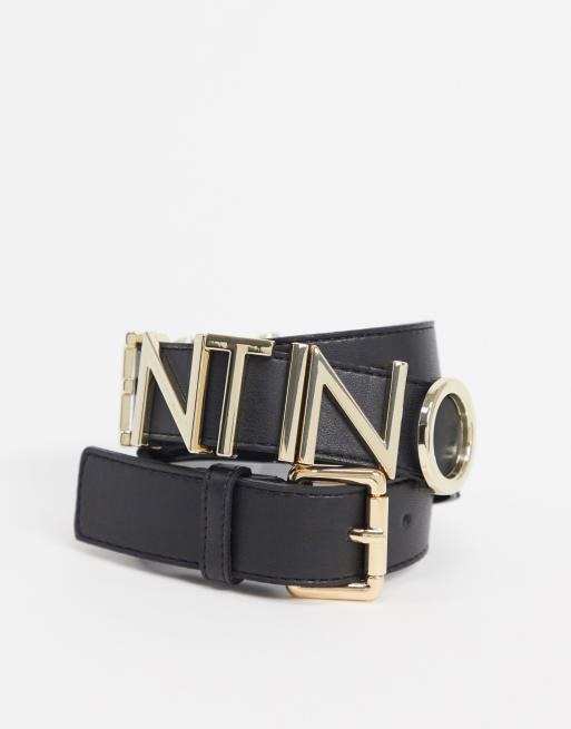 Valentino Bags Emma Winter Belt Nero/Oro Narrow