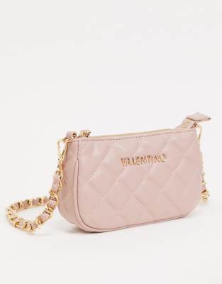 Valentino by Mario Valentino Ocarina large quilted cross body bag with  chain strap in white, ASOS