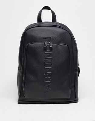 Valentino Fetch embossed vertical logo backpack in black