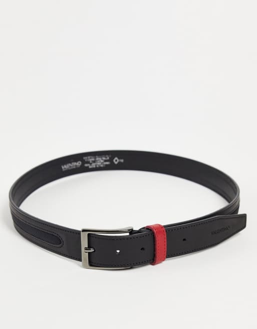 Valentino Bags – Fir – Gürtel in Schwarz mit Schlaufe in Rot