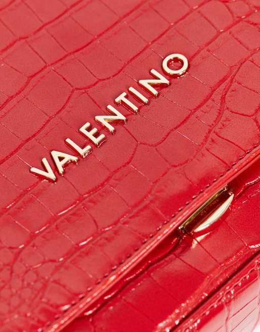 Valentino Bags Grote croc flap over crossbody bag in dark red