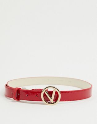 Valentino Bags – Gürtel mit rundem Logo in Rot