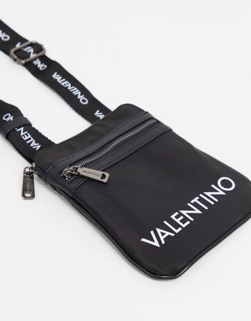 Valentino Bags Kylo Men Crossbody Bag in Black Small with Branded Logo