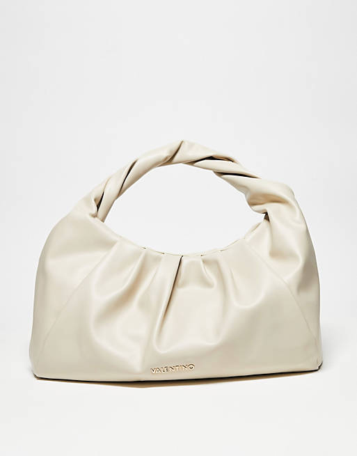 Valentino Bags lake ruched oversized shoulder bag in ecru | ASOS