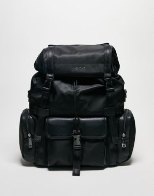 Valentino Bags Leash nylon logo backpack in black