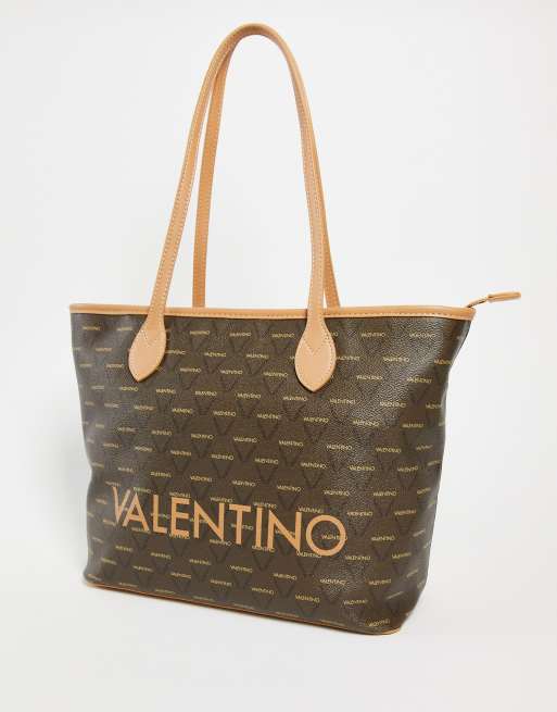 Valentino Bags Liuto logo tote in brown multi