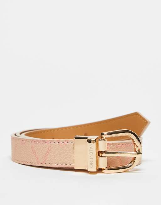 Valentino Bags Liuto monogram skinny belt in light pink