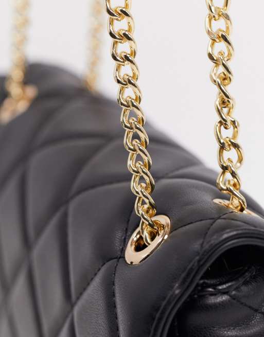 Valentino black purse 2025 with gold chain