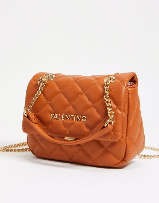 Valentino Bags Ocarina cross body bag in burnt orange quilt with chain strap