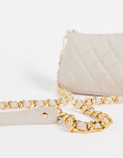 Valentino by Mario Valentino Ocarina large quilted cross body bag with  chain strap in white, ASOS