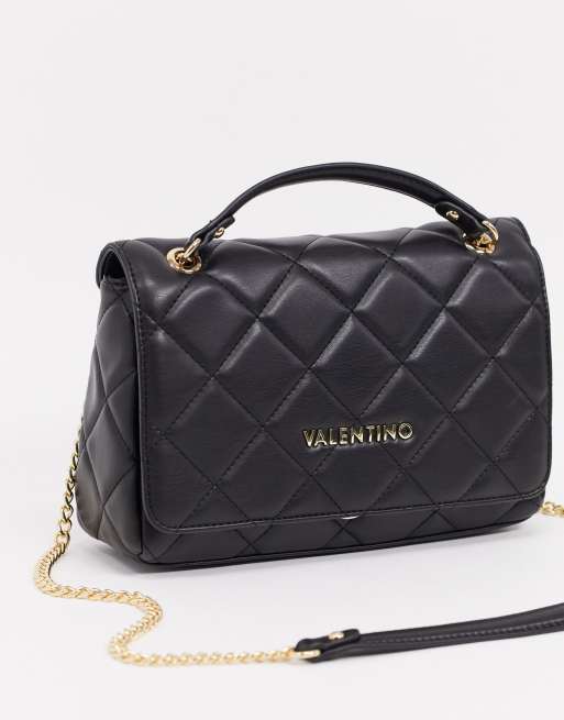 Valentino Bags - Ocarina - Crossbody tas in doorgestikt zwart met kettingriem