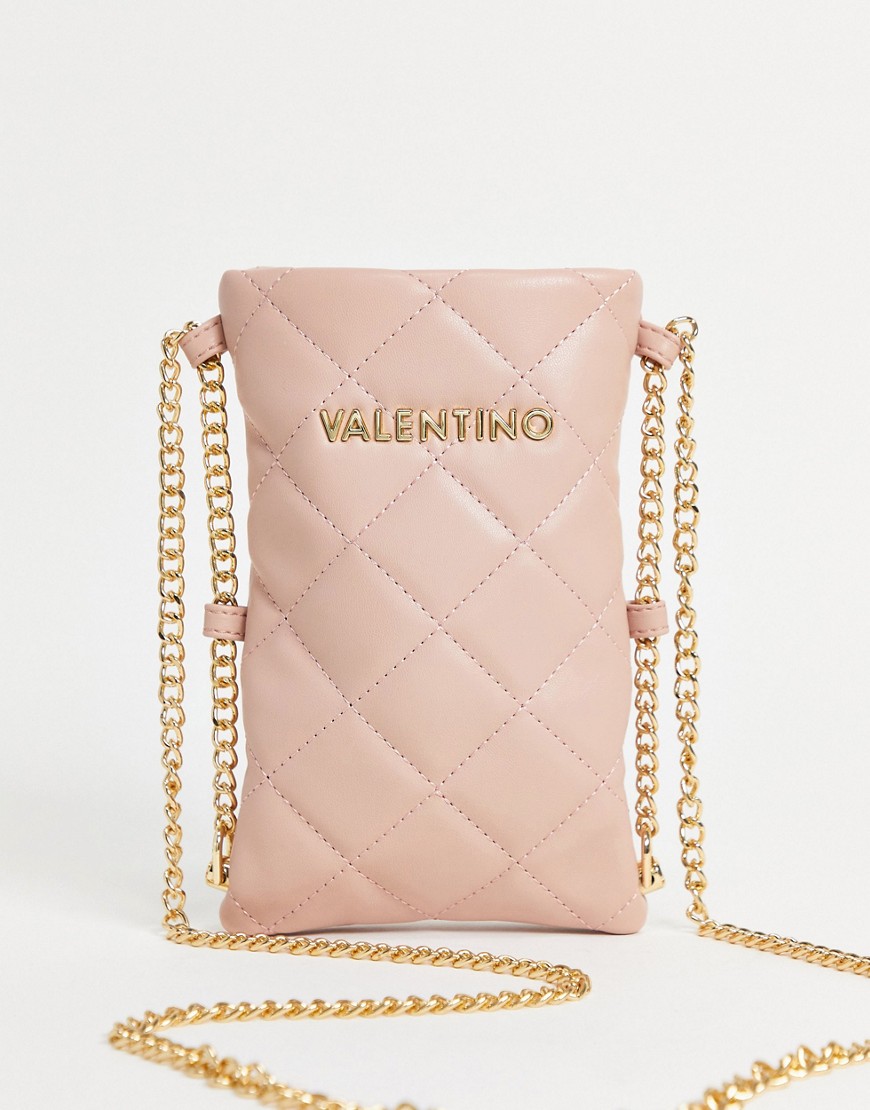 Valentino Bags - Ocarina - Doorgestikt crossbody buideltasje met kettinghengsel in roze