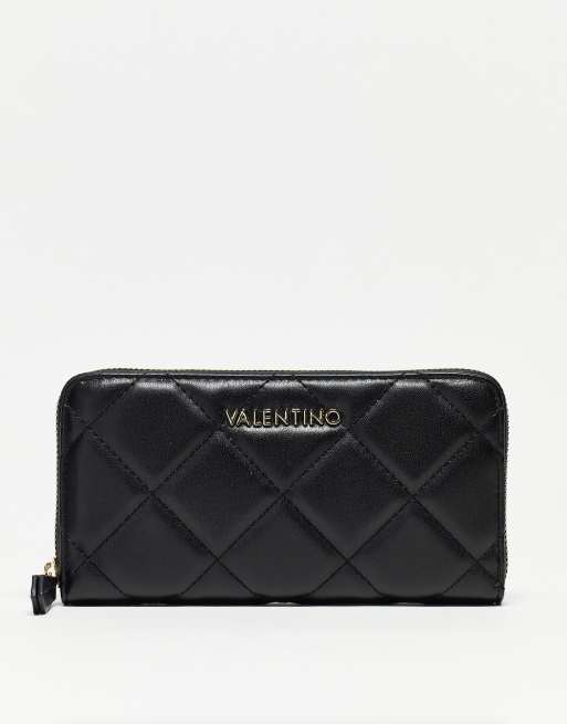Valentino Bags - Ocarina - Doorgestikte grote portemonnee met rits rondom in zwart