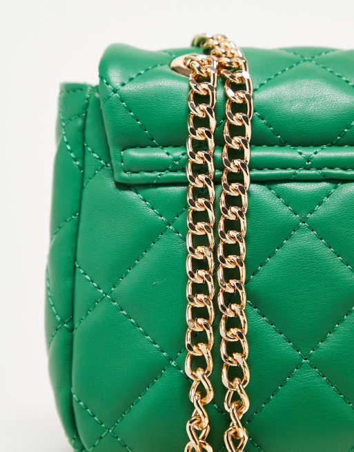 Valentino Bags Ocarina Doorgestikte tas met crossbody kettingriem in groen