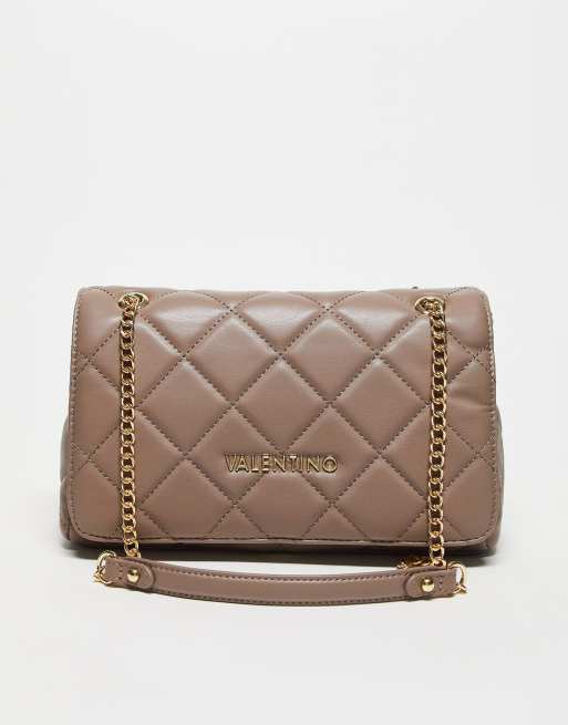 Valentino Bags - Ocarina - Grote gewatteerde tas met gekruiste kettingband in taupe