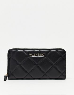 Valentino Bags Ocarina large zip around quilted purse in black