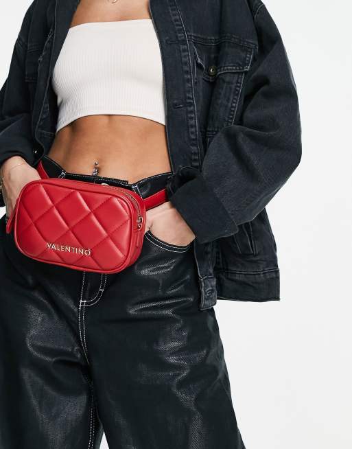 Valentino Bags - Ocarina - Marsupio trapuntato in rosso scuro con catenina