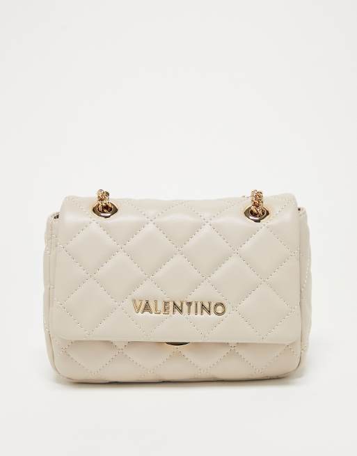 Valentino by Mario Valentino Ocarina large quilted cross body bag with  chain strap in white, ASOS