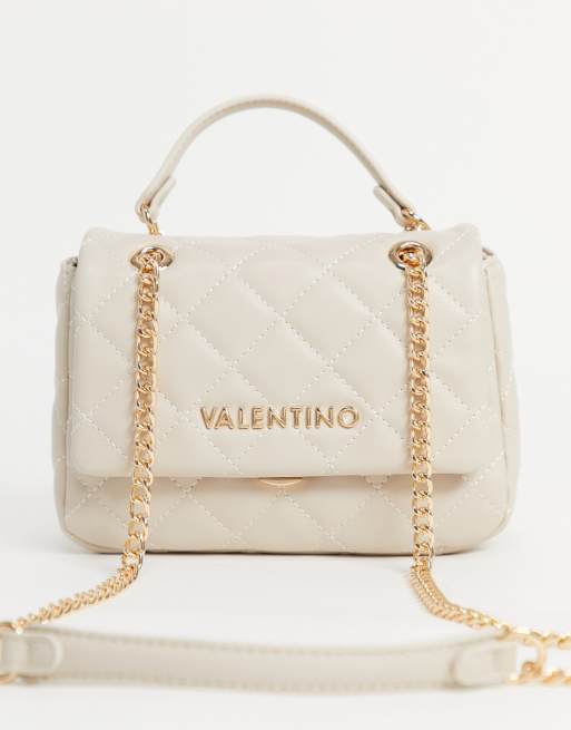 Valentino by Mario Valentino Ocarina large quilted cross body bag with  chain strap in white, ASOS