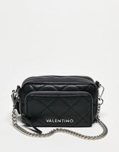 Valentino Bags Alexia metal logo strap cross body bag in white