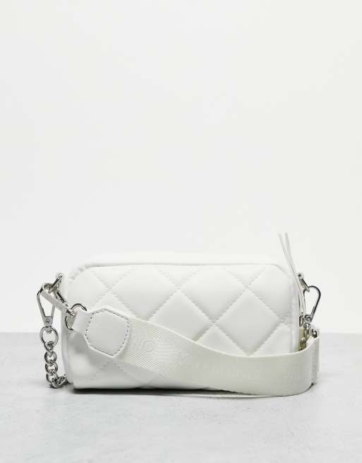 Valentino by Mario Valentino Ocarina large quilted cross body bag with  chain strap in white, ASOS