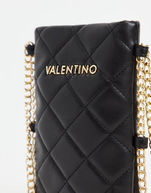 Valentino by Mario Valentino Ocarina black quilted cross body bag with  chain strap, ASOS