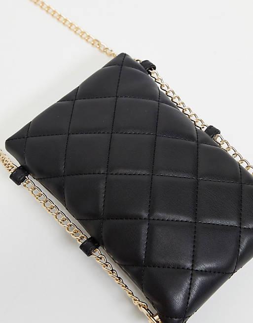 Women Valentino Bags Ocarina quilted cross body pouch bag with chain in black 