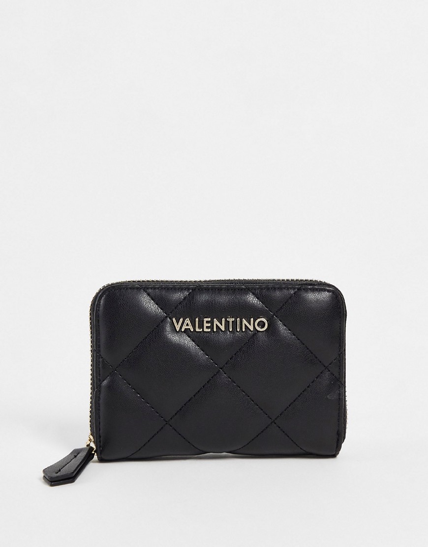 Valentino Bags Ocarina Zip Around Quilted Purse In Black