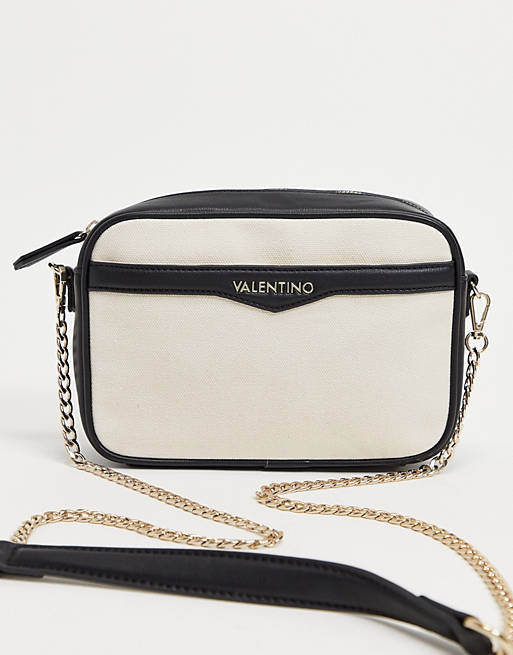 Valentino Bags Pamela cross body bag with chain strap in black and canvas