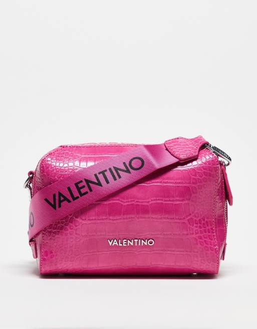 Valentino Bags – Pattie – Rosa, krokodilskinnsmönstrad axelremsväska