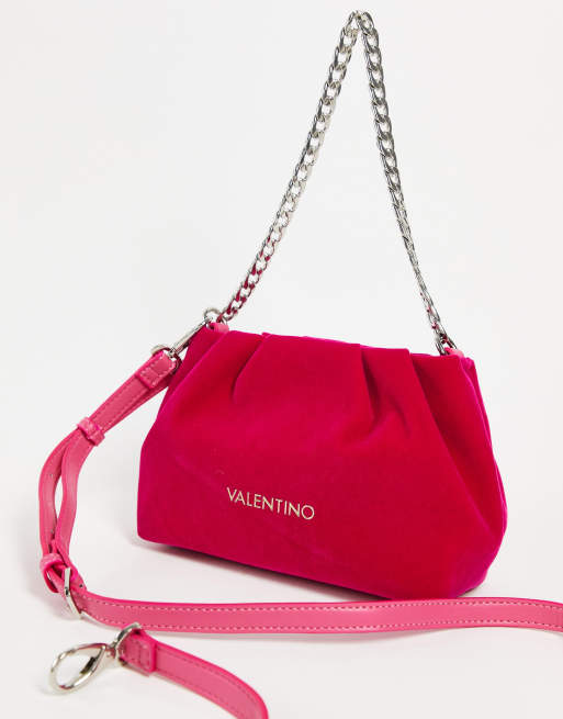 Valentino Bags Poplar Mini tas van fluweel met rimpeleffect in fuchsia roze