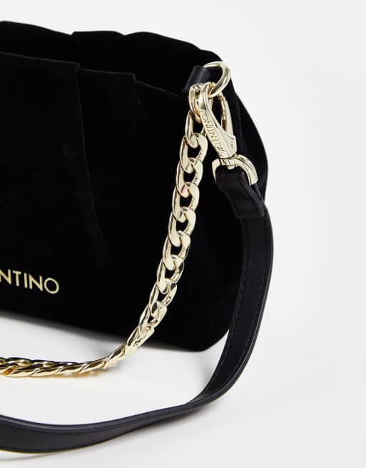 Valentino Bags Poplar ruched velvet mini bag in black