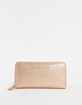 Valentino Bags - Porte-monnaie avec fermeture éclair sur le contour - Or rose