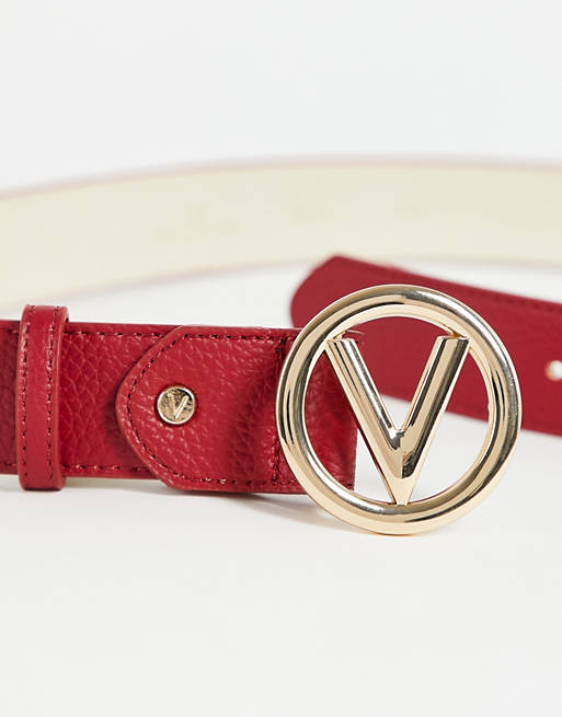 Women Valentino Bags Round belt with gold V in red 