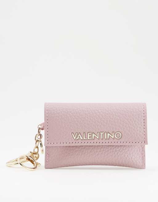 Valentino Bags – Różowe etui na karty z brelokiem na klucze