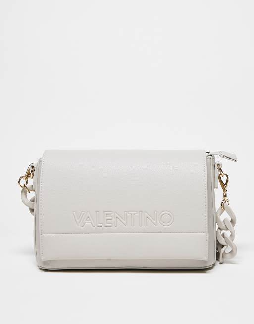 Valentino Bags Sac bandouliere avec chaine amovible en tissu Ecru