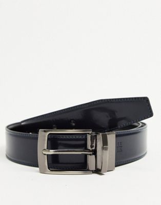 Valentino Bags Victor reversable pin buckle belt in black and navy