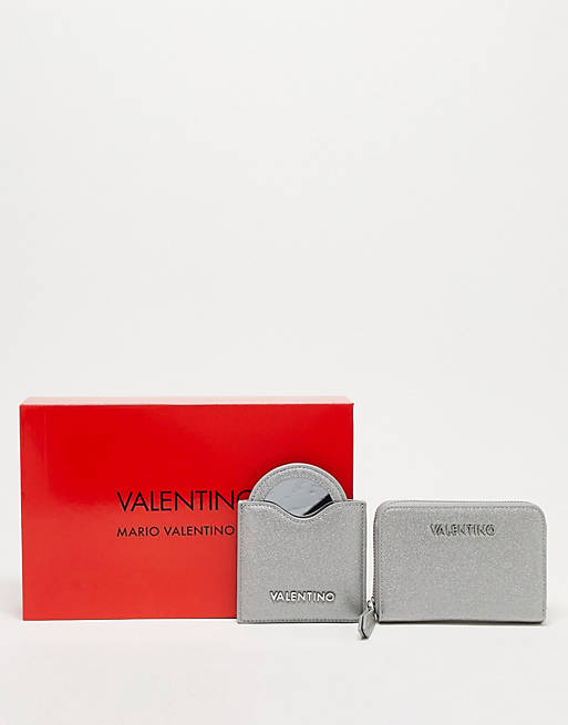 Valentino Bags – Zenzero – Geschenkset mit Geldbörse und Spiegel in Silber  | ASOS