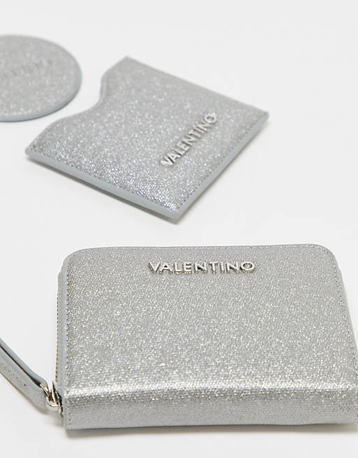 Valentino Bags – Zenzero – Geschenkset mit Geldbörse und Spiegel in Silber  | ASOS