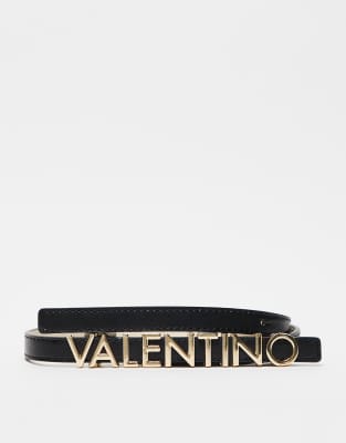 Valentino - Belty - Schmaler Gürtel in Schwarz mit Markenlogo