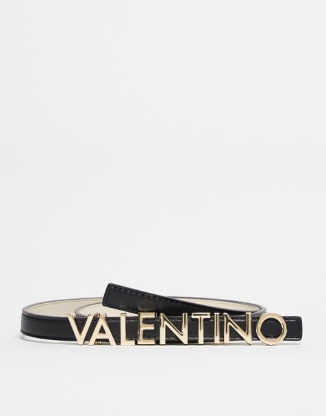 Valentino belty skinny belt with gold hardware in black  - view 1