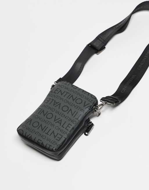 Valentino – Billion – Grå och svart axelremsväska med monogrammönster , 3 av 3